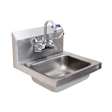 Bk Resources Hand Sink Stainless Steel W/ Wristblade Faucet, 2 Holes 14 in x10 in x5 in BKHS-W-1410-W-G